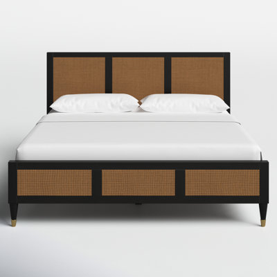  Solid Wood with Cane Low Profile Platform Bed