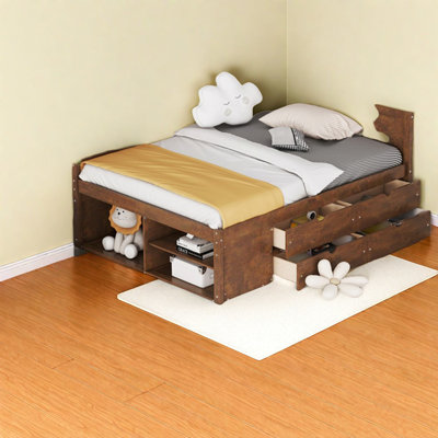 Space-saving Walnut Full Size Beds With Storage And Modern Design