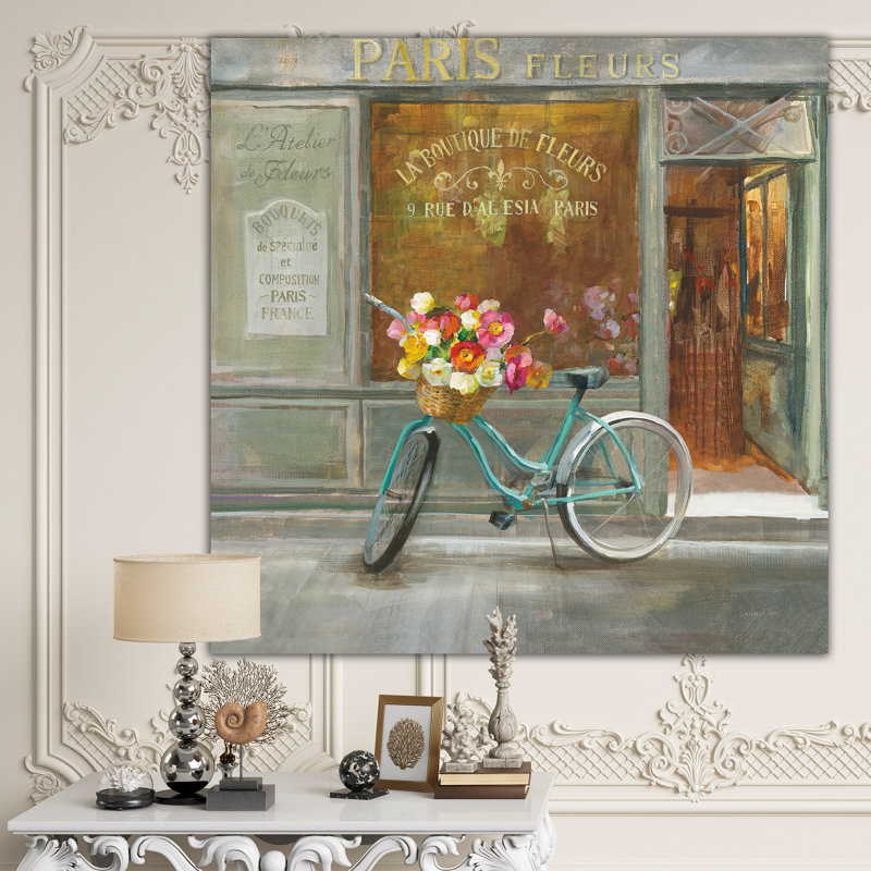 Paris French Flowershop - reproduction d'art sur toile tendue, H 30 po x l 30 po x P 1 po
