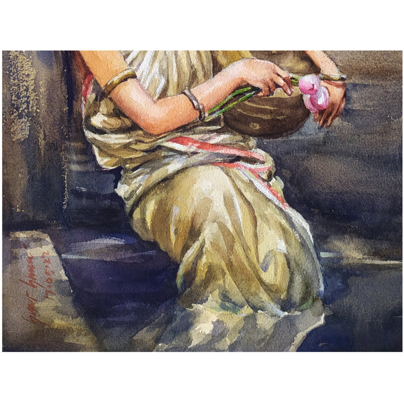 Dame portant un pot | Aquarelle de Sarat Shaw