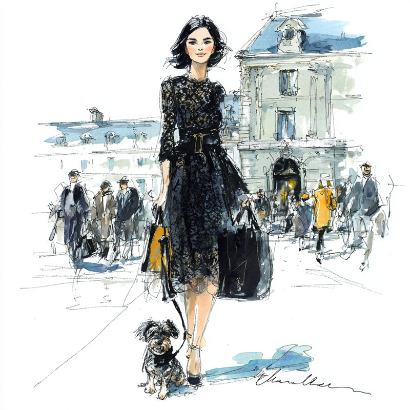 Art mural sur toile Parisian Fashion Walk, H 20 po x l 20 po