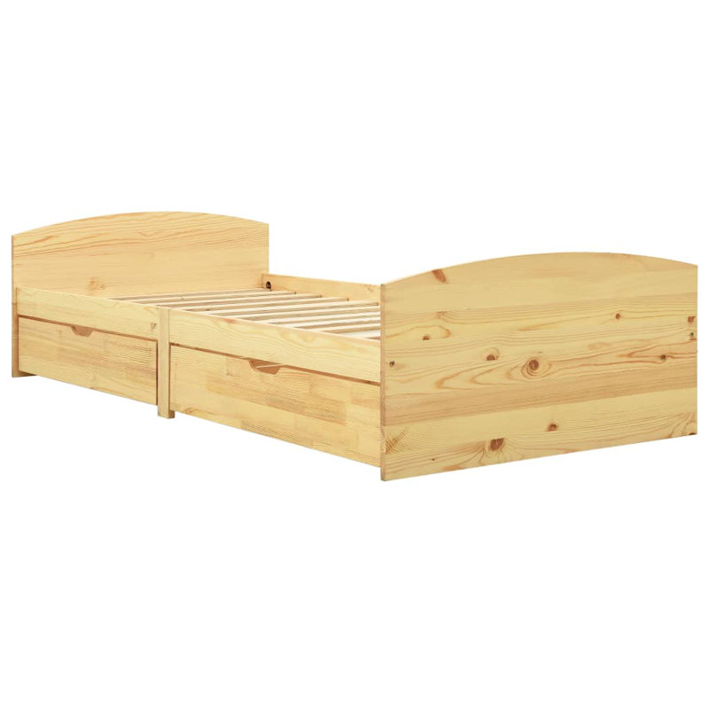 Ahrens EU Single - 90 X 200 Cm Solid Wood Storage Bed, Beige