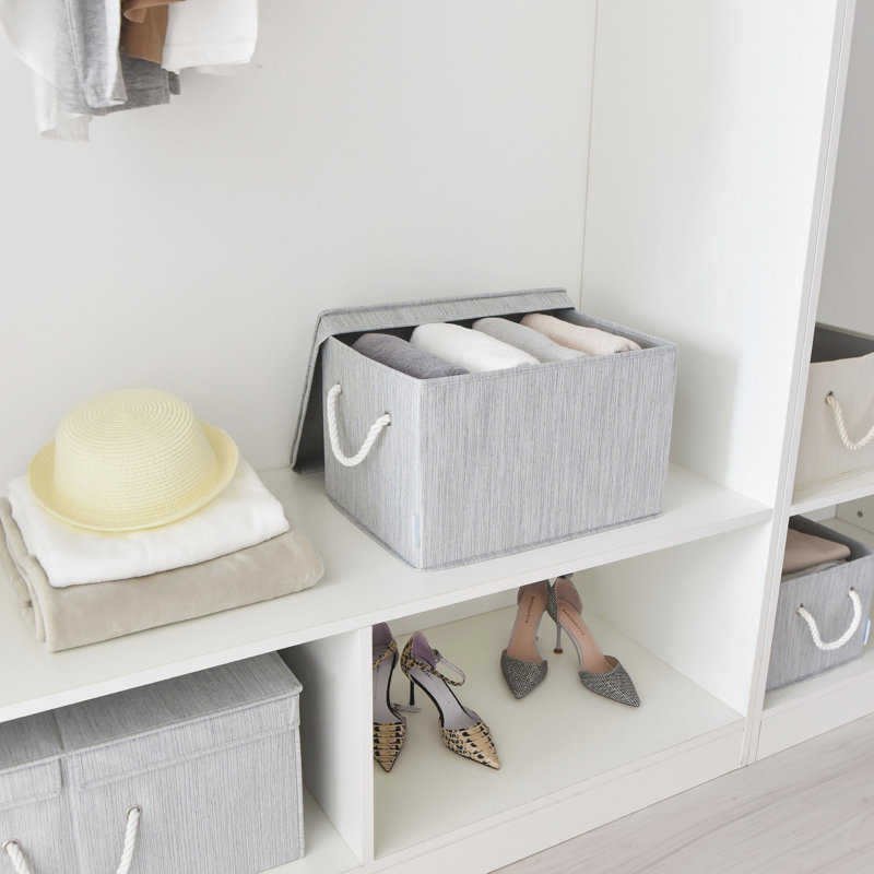 Foldable Storage Bin for Organizing with Lid, Clay, 34L, 2-Pack, Gray