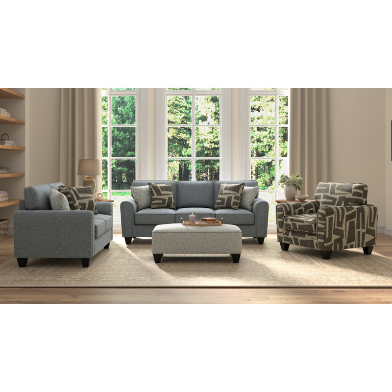 Soft Blue Upholstered Loveseat