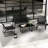 4 PCS Patio Conversation Set w/ Breathable Fabric Seat Tempered Glass Tabletop
