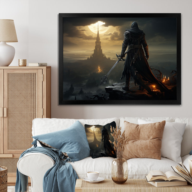 «Watchful Villian II» sur toile, Cadre simple noir, H 34 po x l 44 po x P 1,5 po