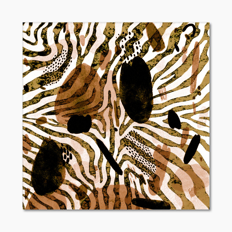 Impression sur toile, motif africain, H 16 po x l 16 po x P 1 po, Toile tendue