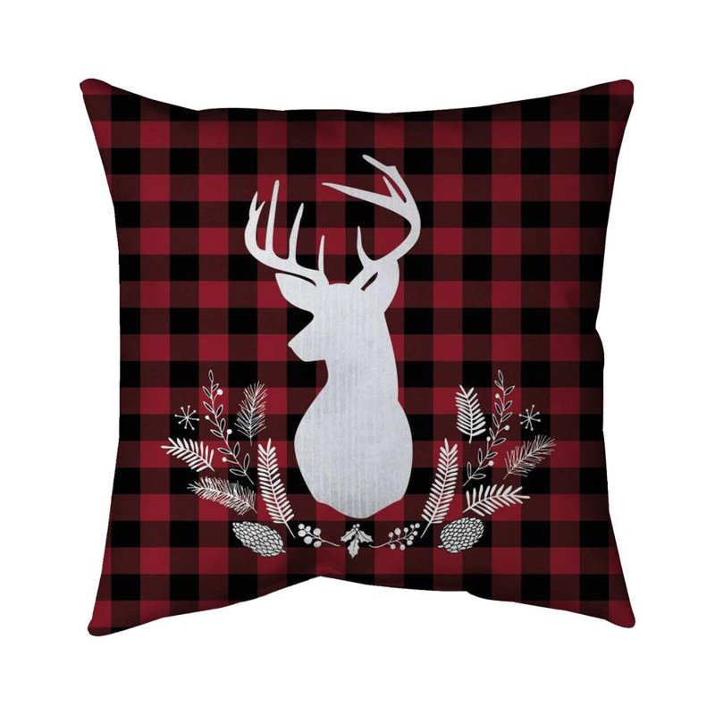 Deer plaid - 26"x26" Throw pillow - Poly twill - Print on demand