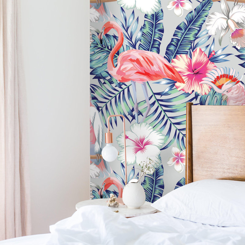 Murale flamant rose amovible Aenwood, L 8,33 pi x l 25 po