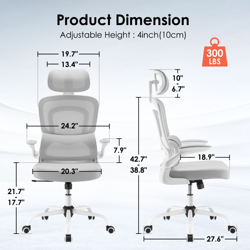 Task Chair with Headrest, Gray