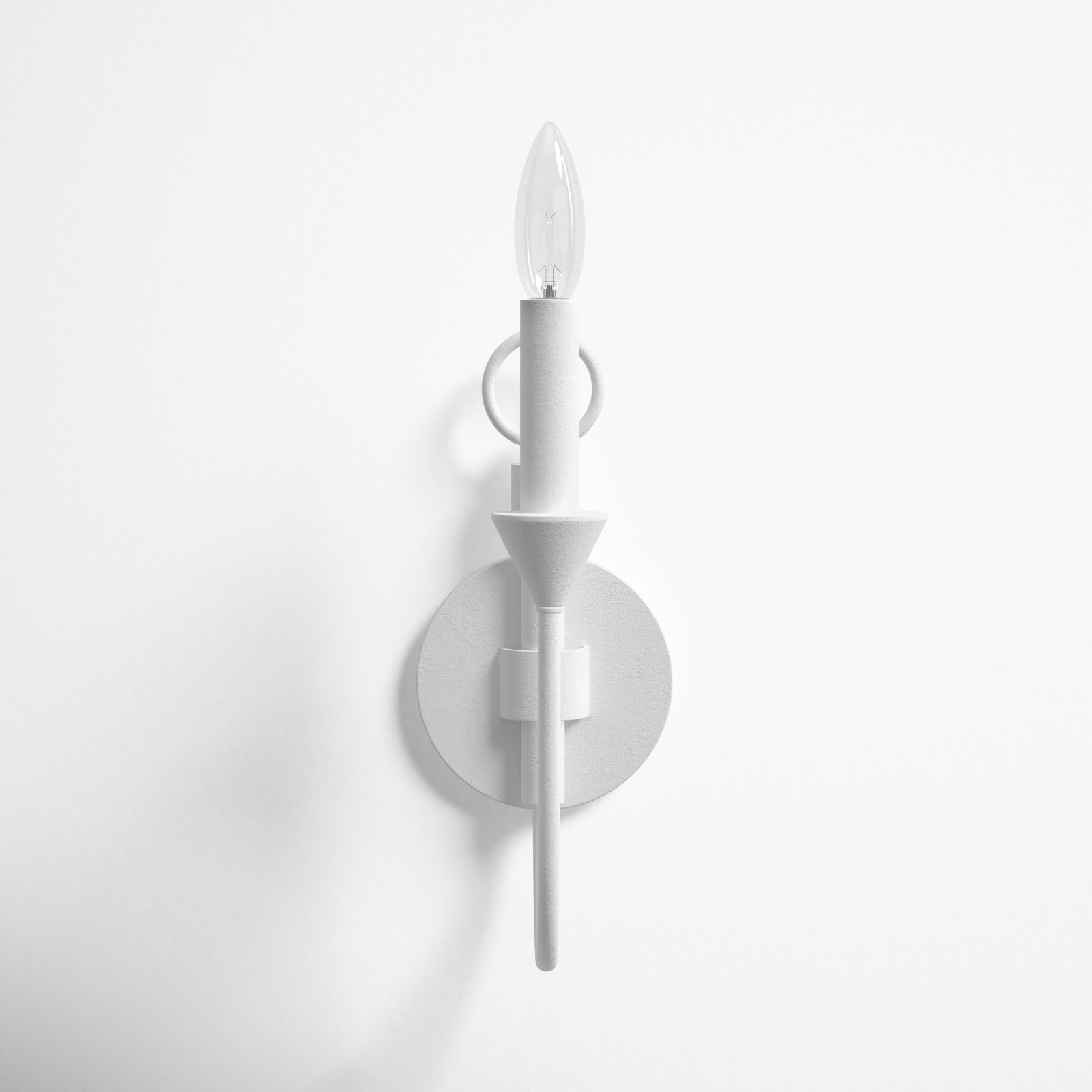 Bilton Single Light Dimmable Armed Sconce, Gesso White