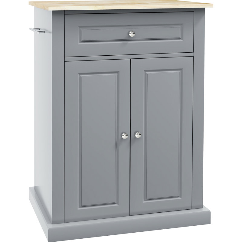 Chariot pour îlot de cuisine roulant, table de service avec chariot, tablette réglable et 2 porte-serviettes, Gris