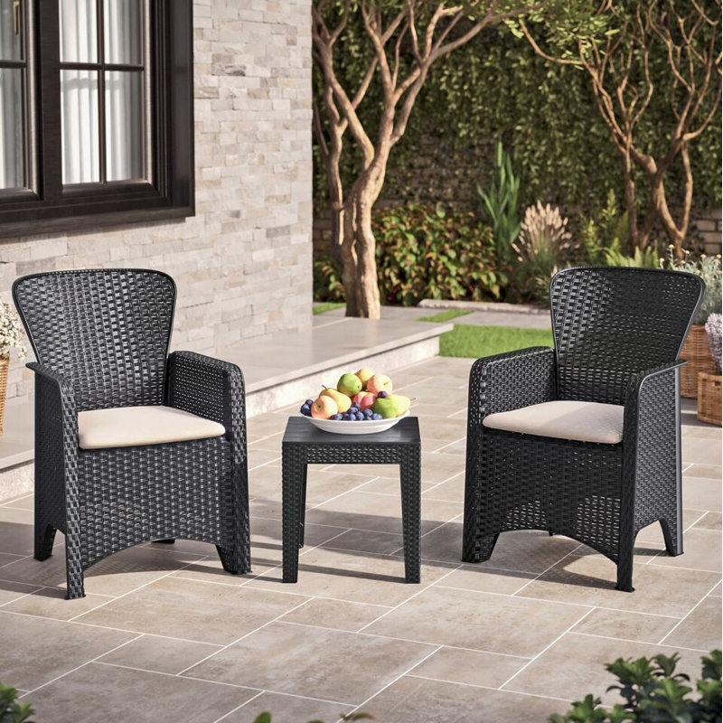 Hawthorne 2 - Person Wood Patio Dining Set with Square Table , Cushions Included
