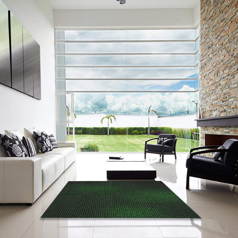 Tapis vert / noir Power Loom, Carré 4 pi