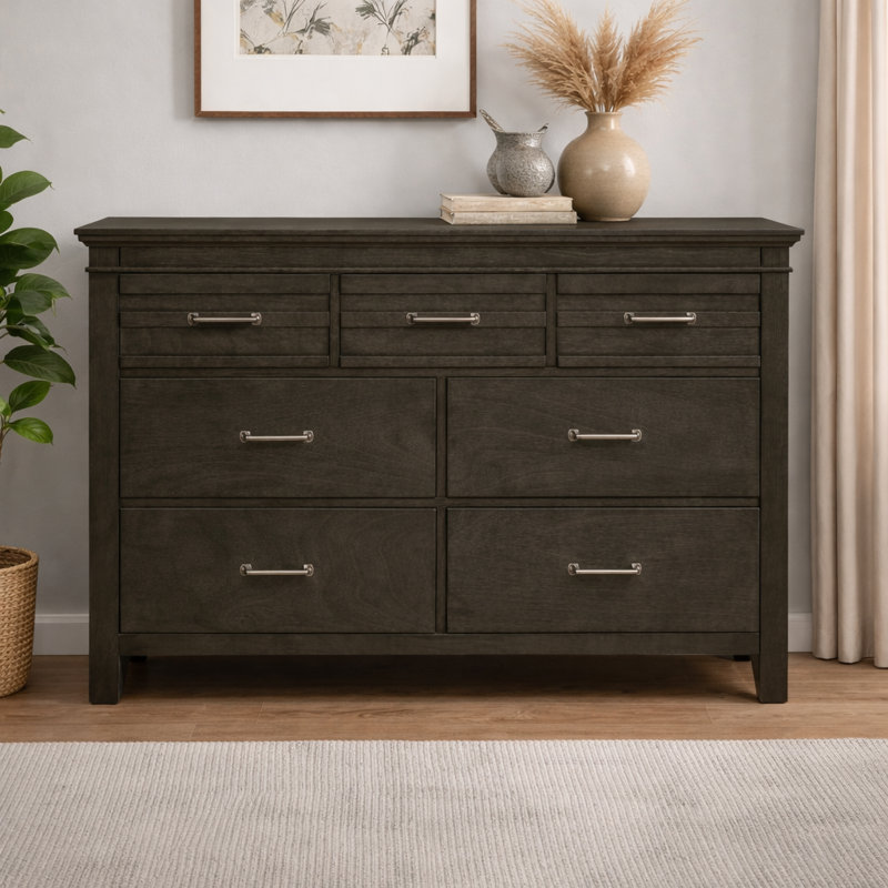 Drummond 55" W 7-Drawer Transitional Dresser, Gray