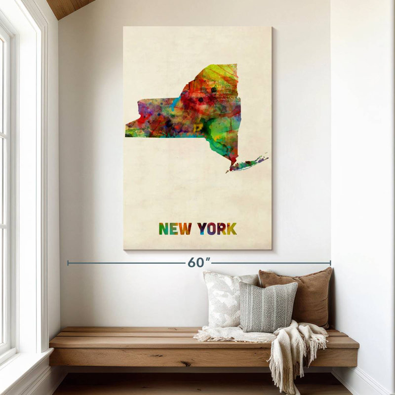 Carte d'aquarelle Aliaz New York, H 51 po x l 34 po