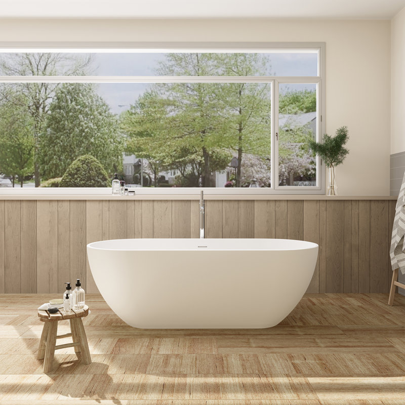 Baignoire de trempage autoportante en résine de 59 po x 30 po Ryder, Matte White