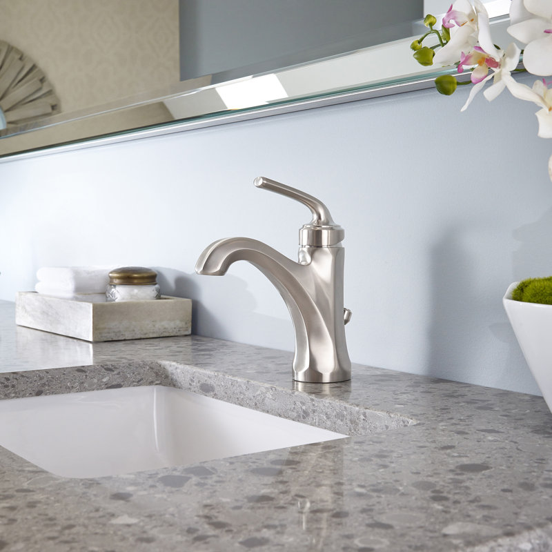 Arterra Single Hole Bathroom Faucet with Drain Assembly, Brushed Nickel