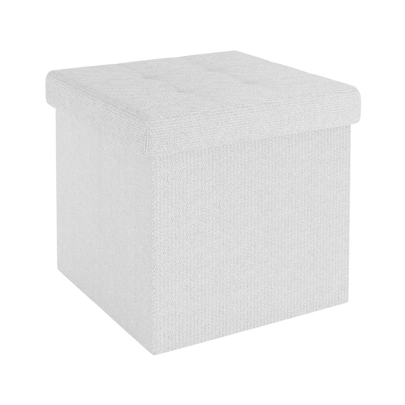Chakera 30cm Wide Square Solid Colour Ottoman with Storage, White