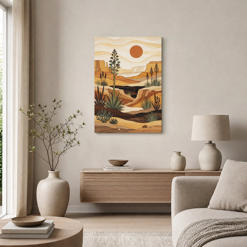Tableau sur toile représentant un paysage de canyon désertique en bois superposé, H 18 po x l 12 po