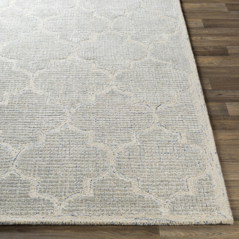 Tapis gris clair touffeté à la main Palm, Rectangle 9 pi x 12 pi