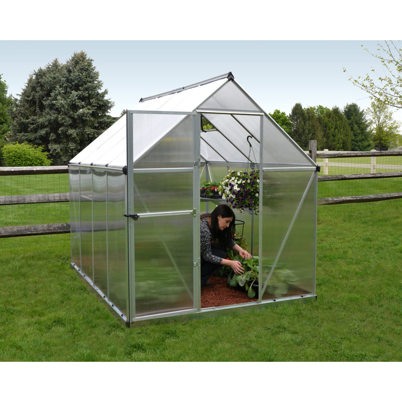 Mythos 6 Ft W x 4 Ft D Greenhouse, 208cm H x 185cm W x 247cm D, Silver