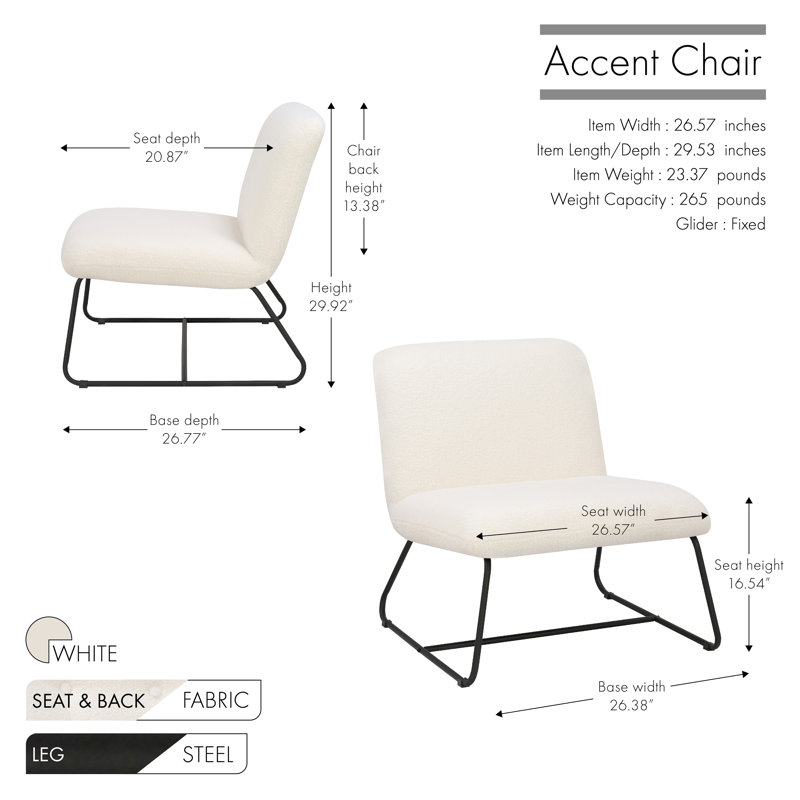 Alcides Upholstered Slipper Chair, White