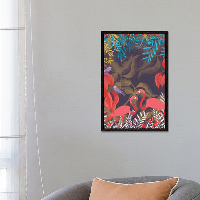 Flamingo Love by Michelle Campbell - Floater Frame Gallery-Wrapped Canvas Giclée on Canvas
