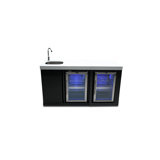 Mont Alpi Bar Series Ma-bevbssfc Modular Black Stainless Steel Double Outdoor Rated Refrigerator Wine Cooler Beverage Center With Granite Countertops With Blue Led Lighting + Faucet & Sink