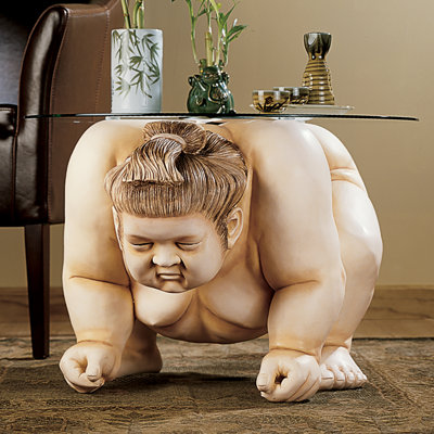Basho the Sumo Wrestler Sculpture End Table
