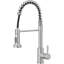 Robinet de cuisine en nickel brossé avec douchette rétractable à poignée simple et robinet de cuisine à un trou pour évier extérieur