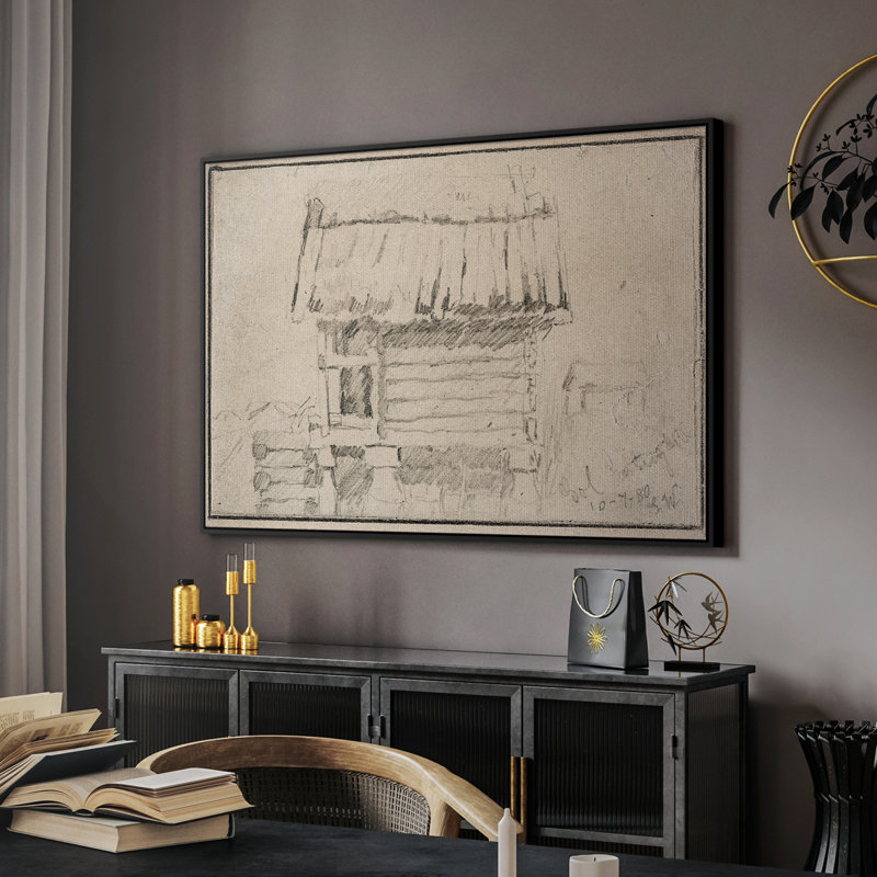 Croquis rétro-Lxxiv, H 27 po x l 41 po x P 2 po, Toile avec cadre flottant noir