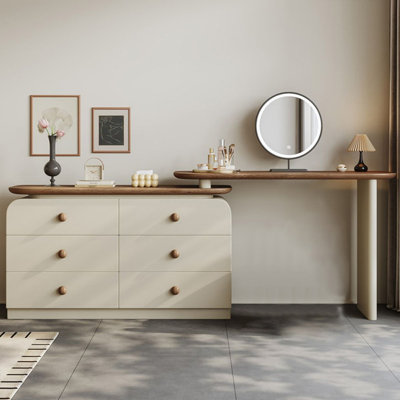 Makeup Vanity with Light mirror,6 drawers