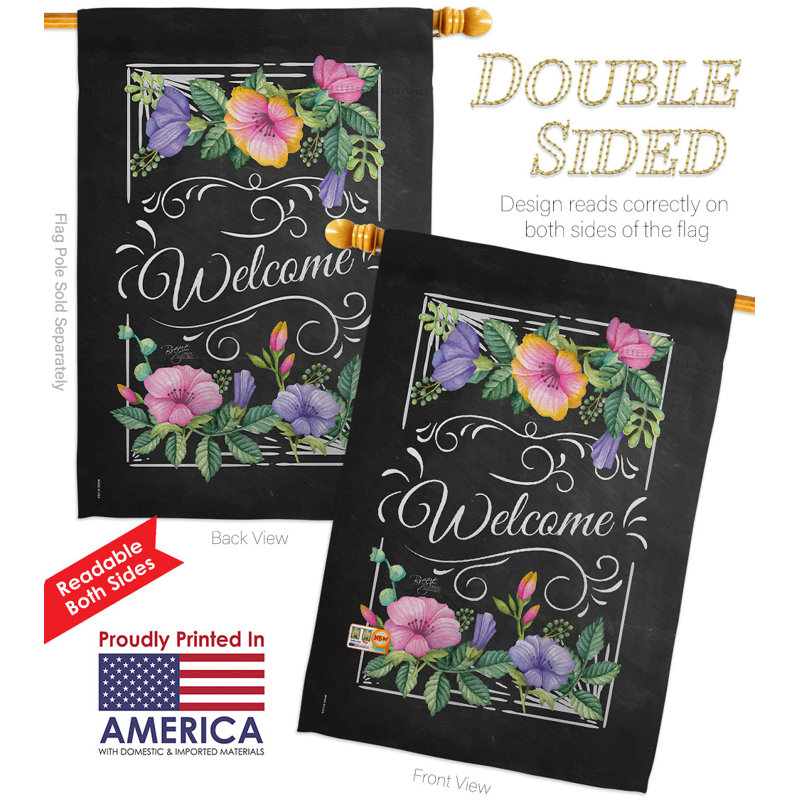 Drapeau de maison en polyester 40 x 28 po Blooming