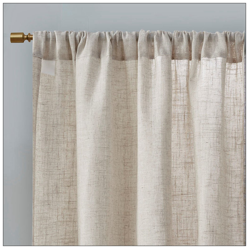 Natural Linen Blend Light Filtering Curtain Panel Pair