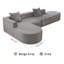 Canapé modulaire en forme de L, canapé en velours côtelé désossé 110 po, gris-857348083