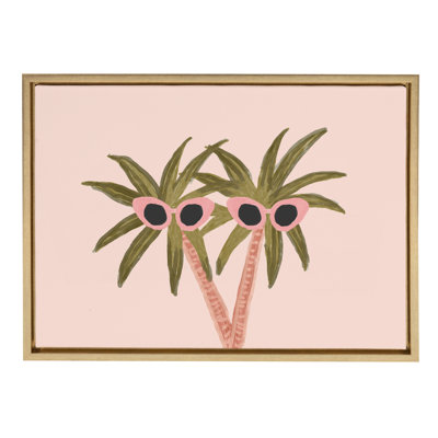 «Palm Trees and Sun» par Bouffants and Broken Hearts LLC, reproduction d'art sur toile encadrée