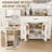 46" Kitchen Island On Wheels With Storage & Power Outlet - Movable Rustic Breakfast Bar Table (Not Include Stools)