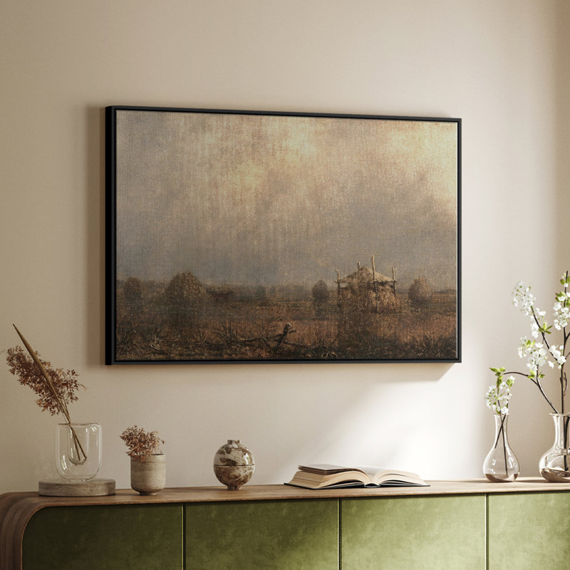Paysage rétro -MV III, H 17 po x l 25 po x P 2 po, Toile avec cadre flottant noir