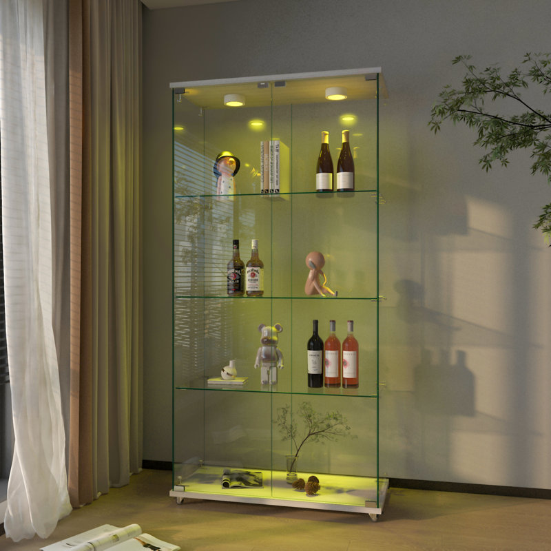Vitrine moderne en verre avec lumières DEL, Blanc