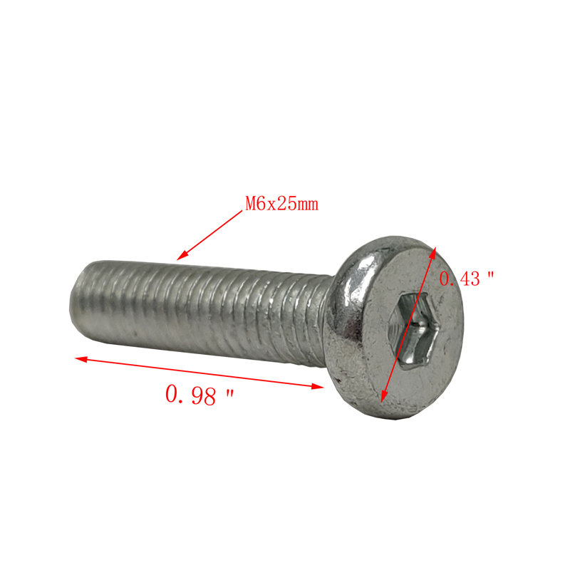 Vis à tête cylindrique à six pans creux FixtureDisplays® M6 x 25 mm, pas 1,00 20PK 15149-20PK