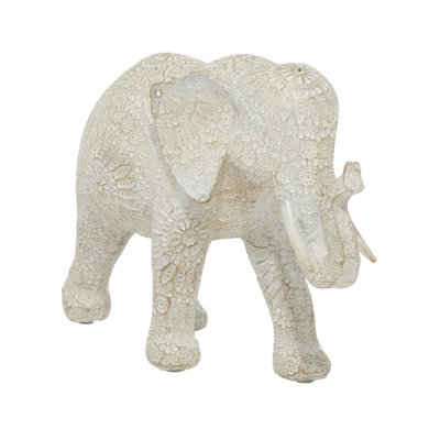 Polystone Elephant Decorative White Sculpture