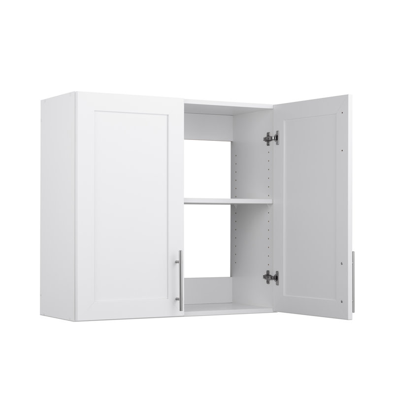 White Wall Cabinet with Adjustable Shelving and Panel Doors