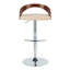 Tabouret de bar réglable avec pivot en métal chromé, bois de noyer et similicuir crème avec repose-pieds arrondi en T - ensemble de 3-1177749905-1177749907