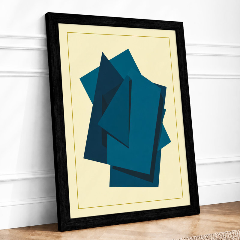 Teal Structure Geometric - Framed Print, A1 - 84.1 x 59.4 cm, Black