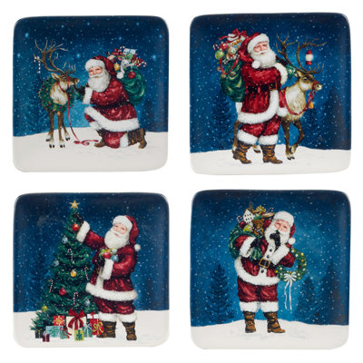 Santa's Secret Set of 4 Canape Plate 6" asst.