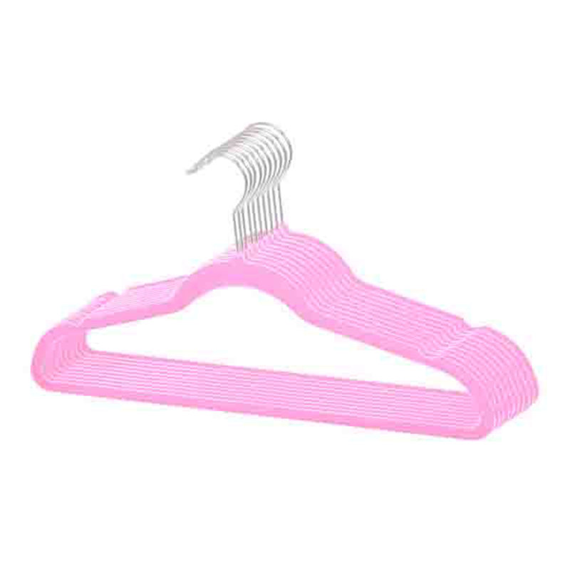 Velvet Non-Slip Standard Hanger for Dress/Shirt/Sweater, Pink, 10