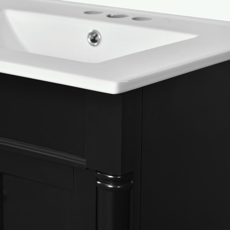 Pollark 24'' Single Bathroom Vanity with Top, Gold, Black