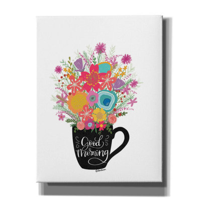 «Good Morning Coffee Floral» par L. Larson, art mural sur toile