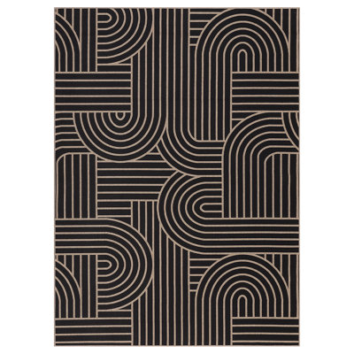 Thin Washable Jute Runner Rug – Non-Slip, Non-Shedding, Modern Neutral Rainbow Abstract Carpet for Entryway, Living Room, Dining, Patio